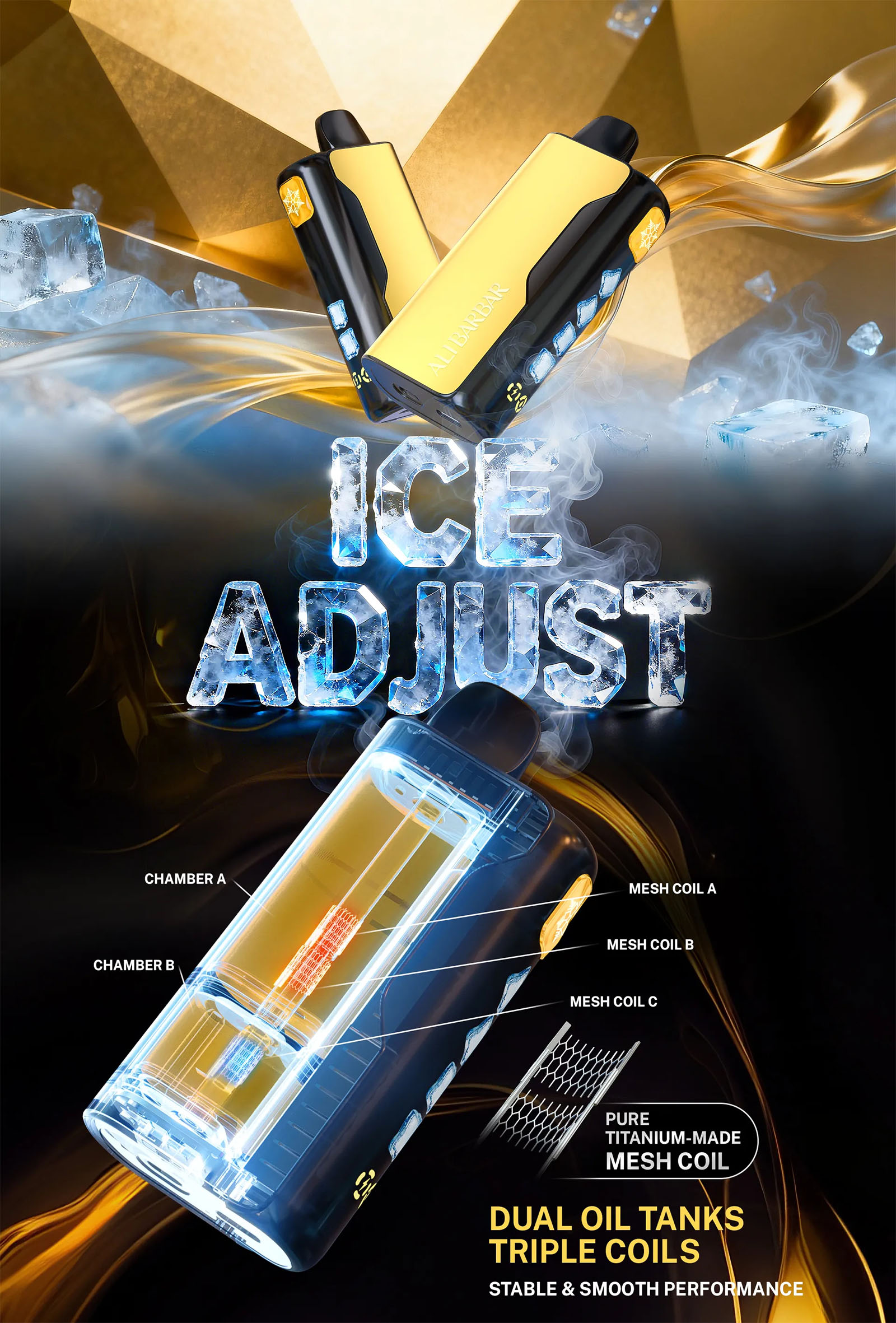 Alibarbar Ice Adjust 12000 Puffs Vape - Black Dragon
