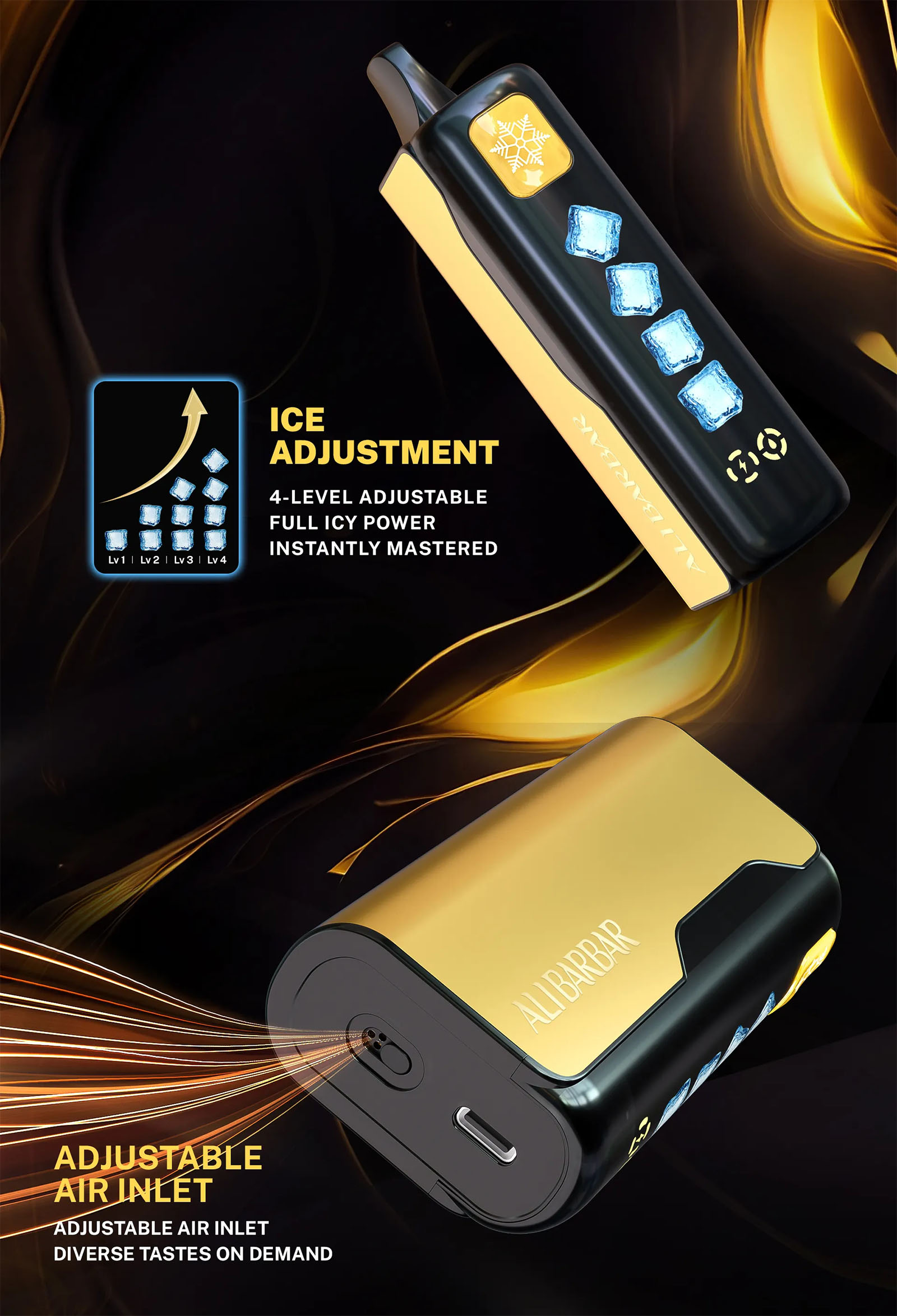Alibarbar Ice Adjust 12000 Puffs Vape - Black Dragon