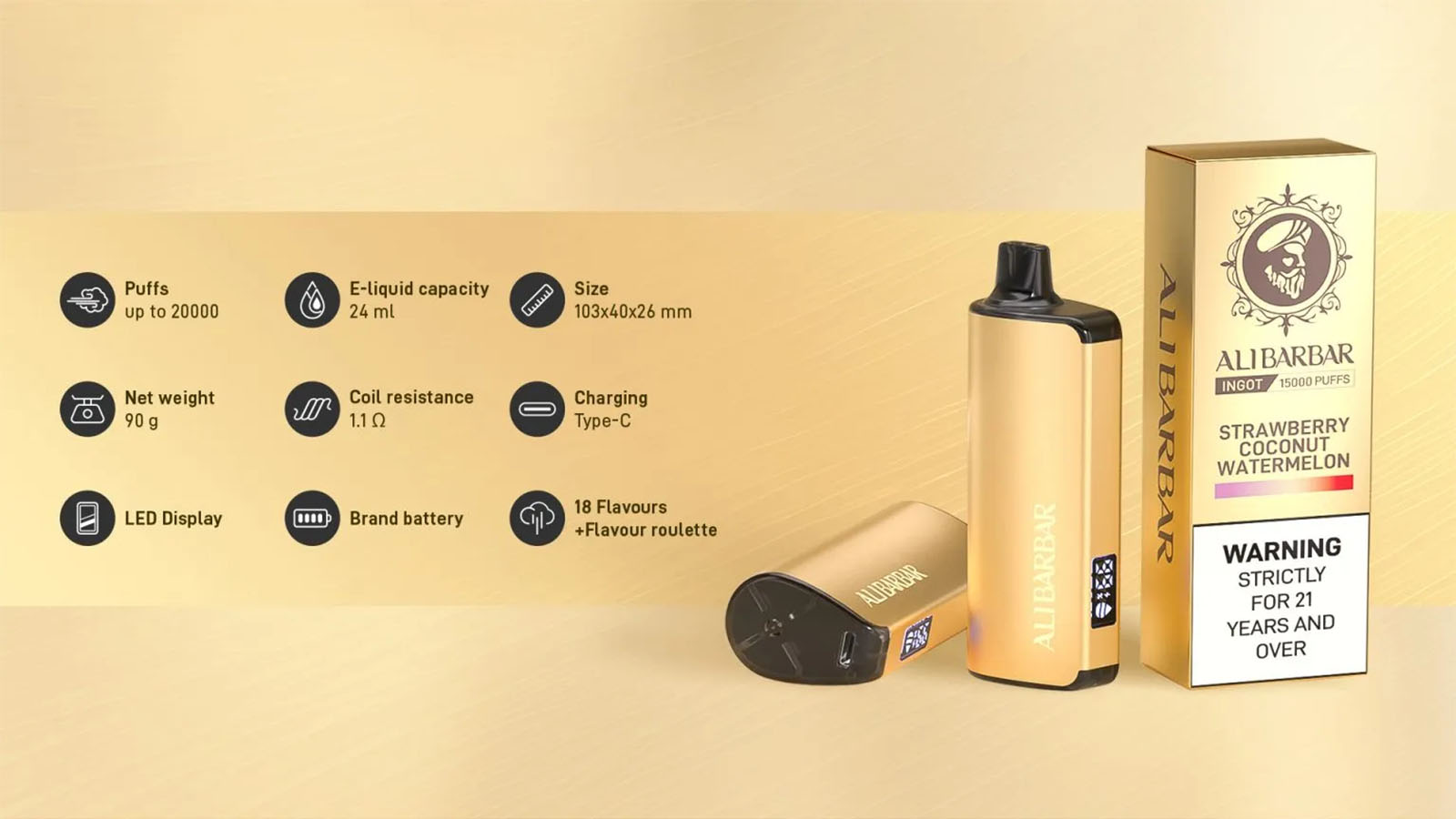 Alibarbar Ingot 20000 Puffs Vape - Ribena Alibarbar Ingot 20000 Puffs Vape - Ribena